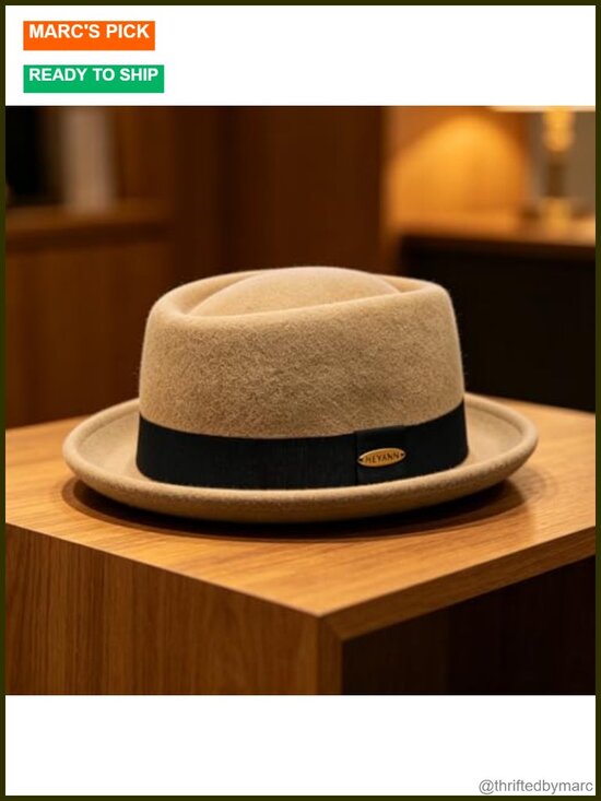 100% Wool Felt Pork Pie Hat Fedora Short Brim Unisex Jazz Trilby